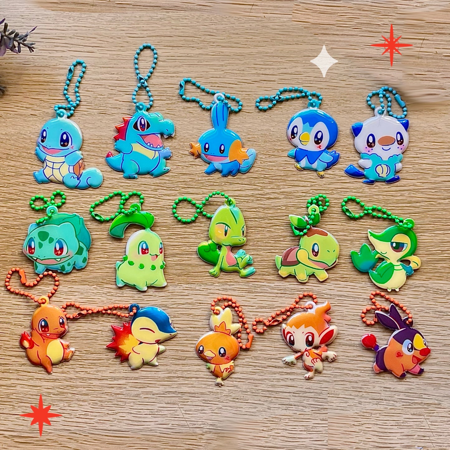 Poke starters puffy charms elemoli