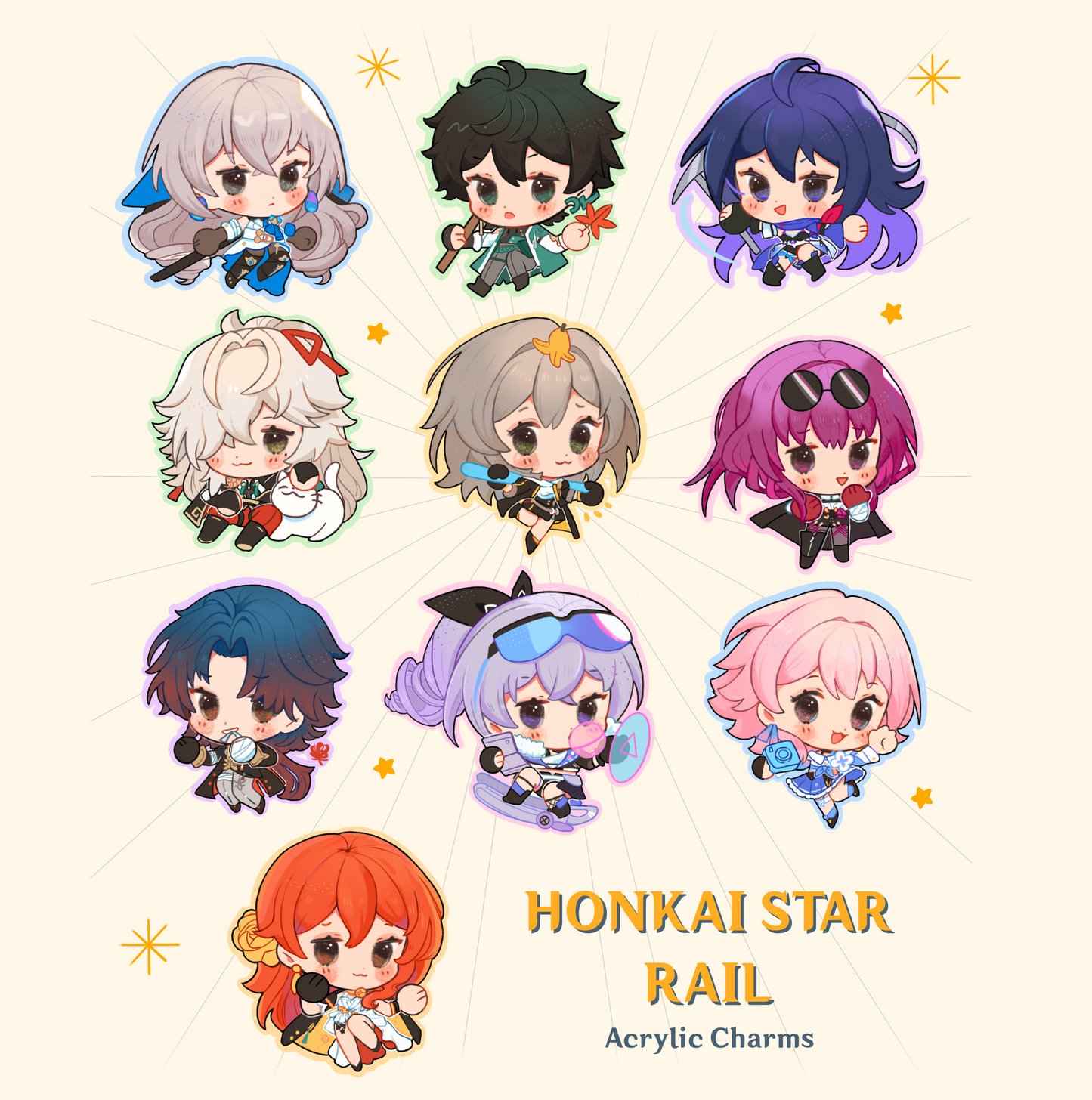 Honkai Star Rail glitter tinted acrylic charms Elina's art