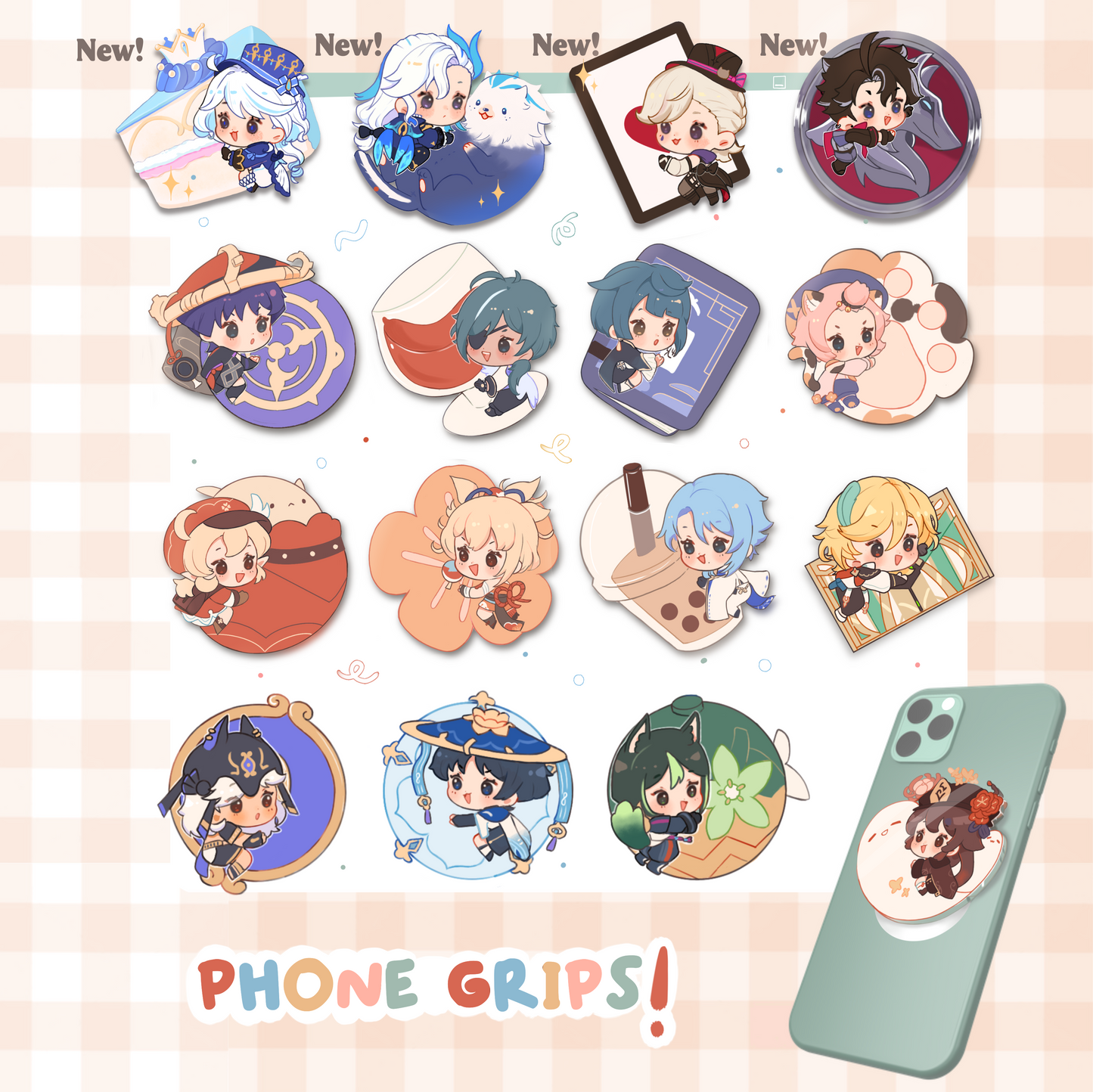 Genshin Impact phone grips Elina's art