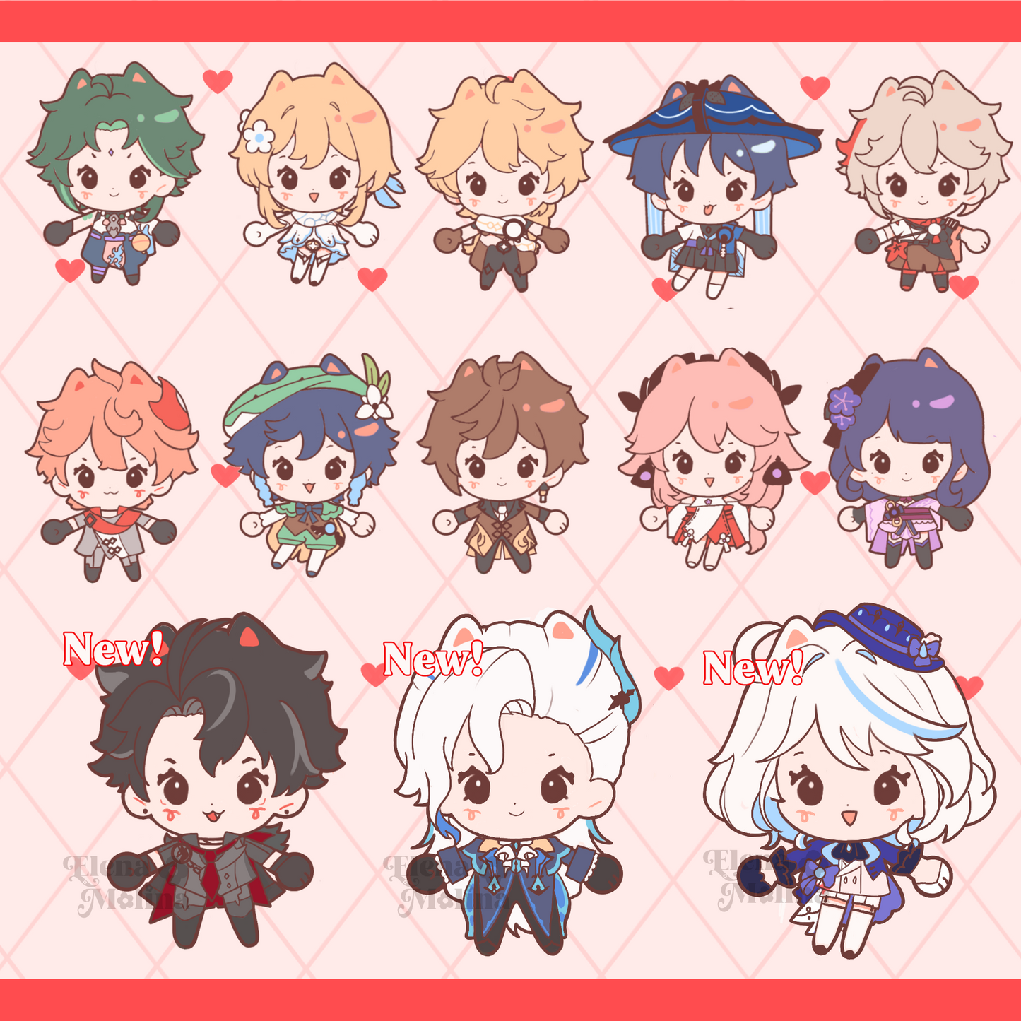 Genshin Impact matching magnetic enamel pins Elina's art