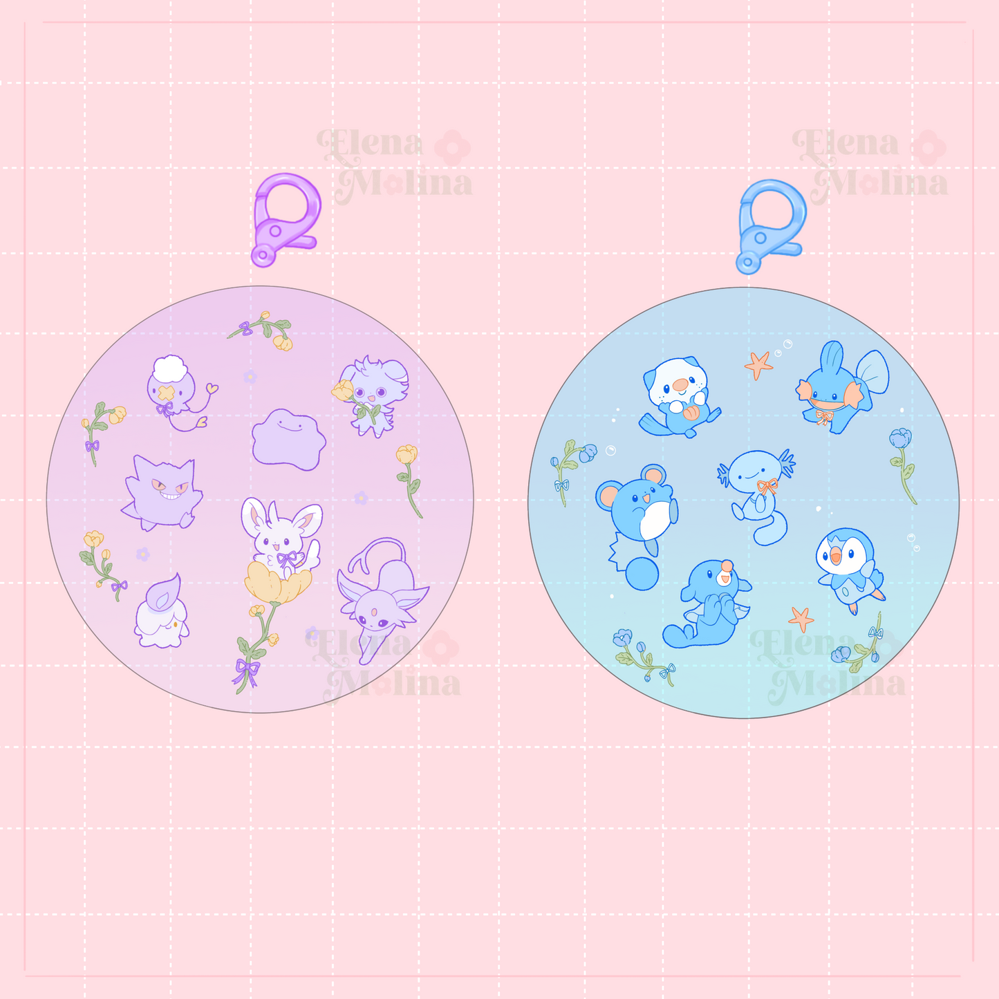 Poke floral acrylic charms Elina's art