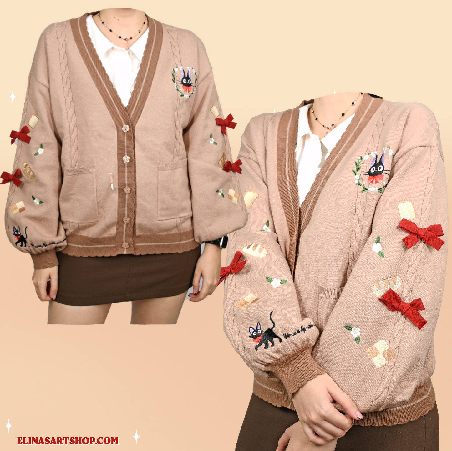 Black cat cardigan LEFTOVERS Elina's art