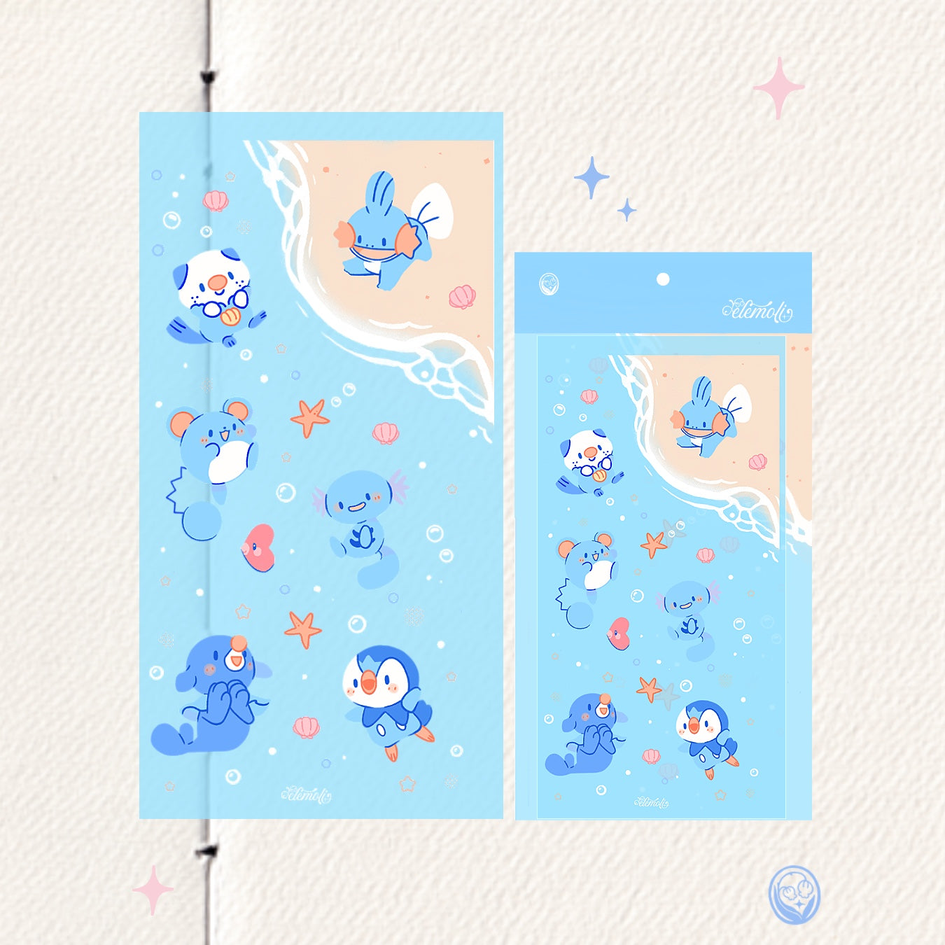 Poke water stickersheet elemoli