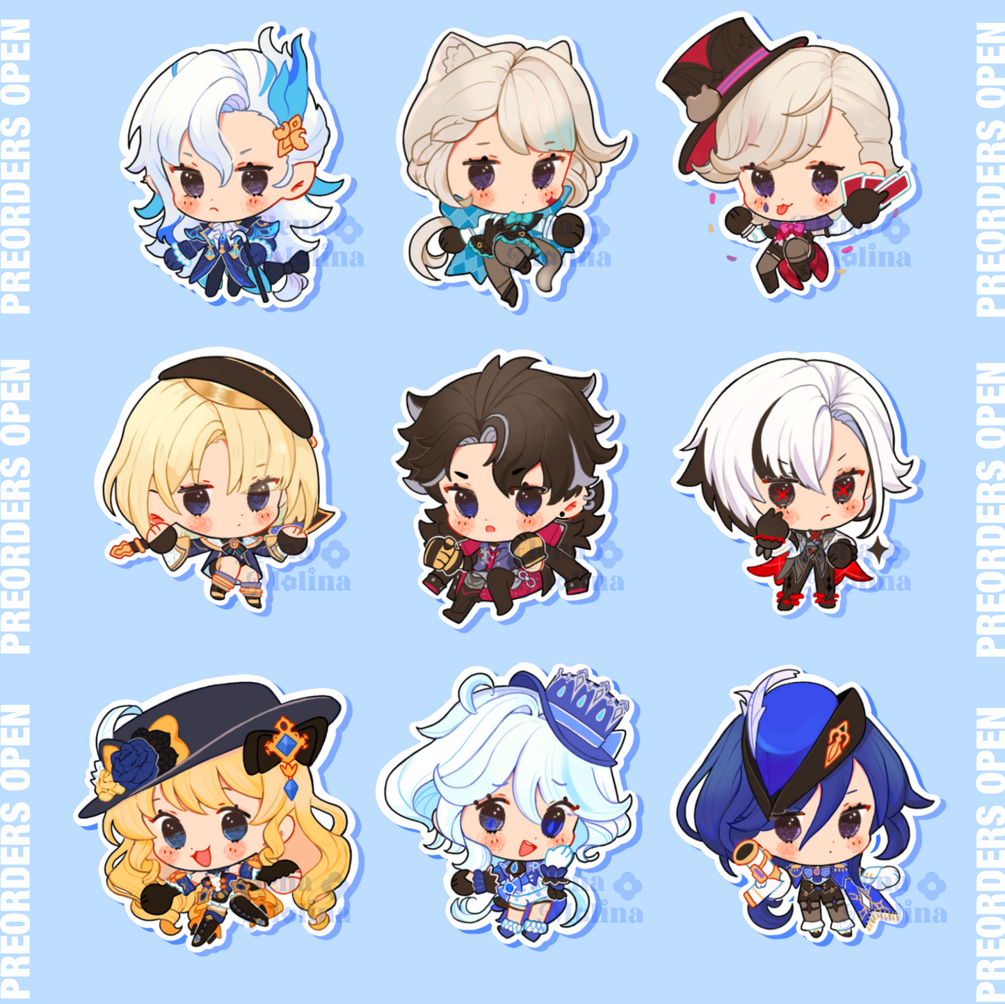 Genshin Impact glitter tinted acrylic charms