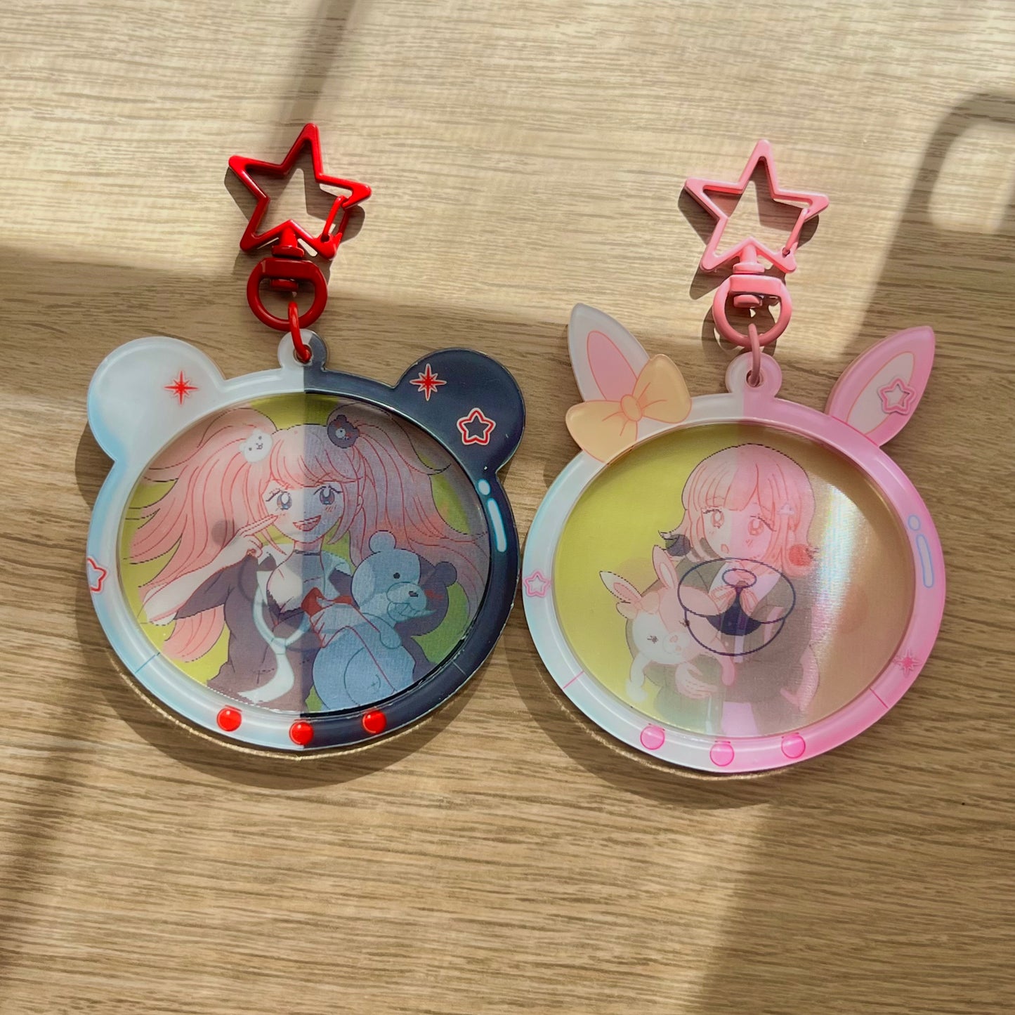Monokuma and Monomi lenticular acrylic charms Elina's art