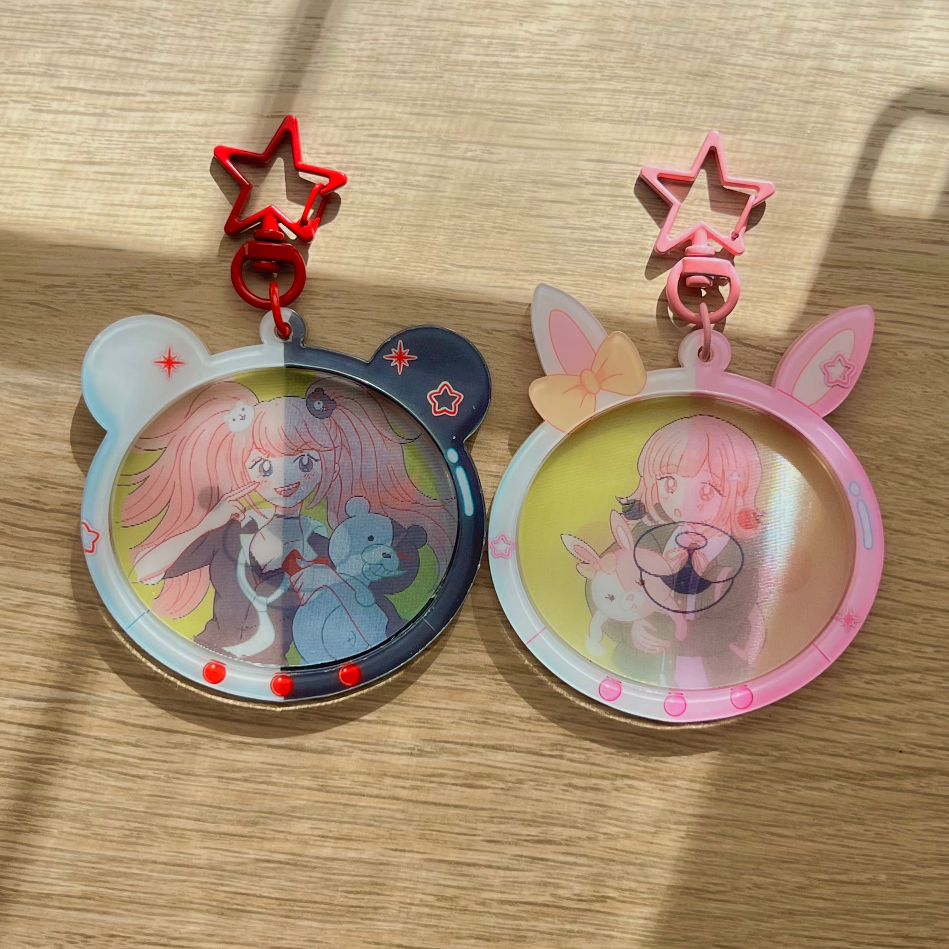 Monokuma and Monomi lenticular acrylic charms Elina's art