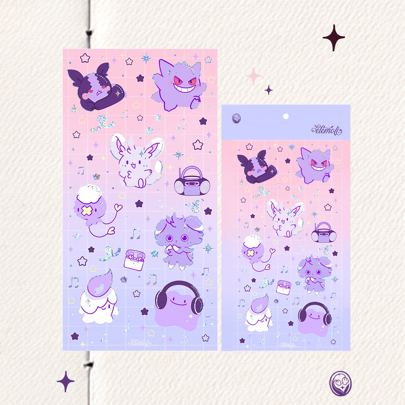 Poke purple stickersheet elemoli